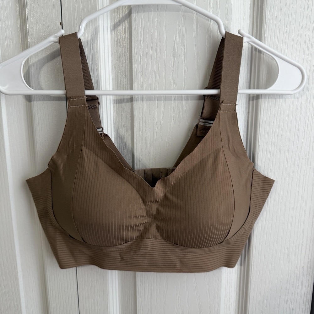 Brown Wireless Full Coverage Bra Women's Size 14 Travel Casual Office Stretch